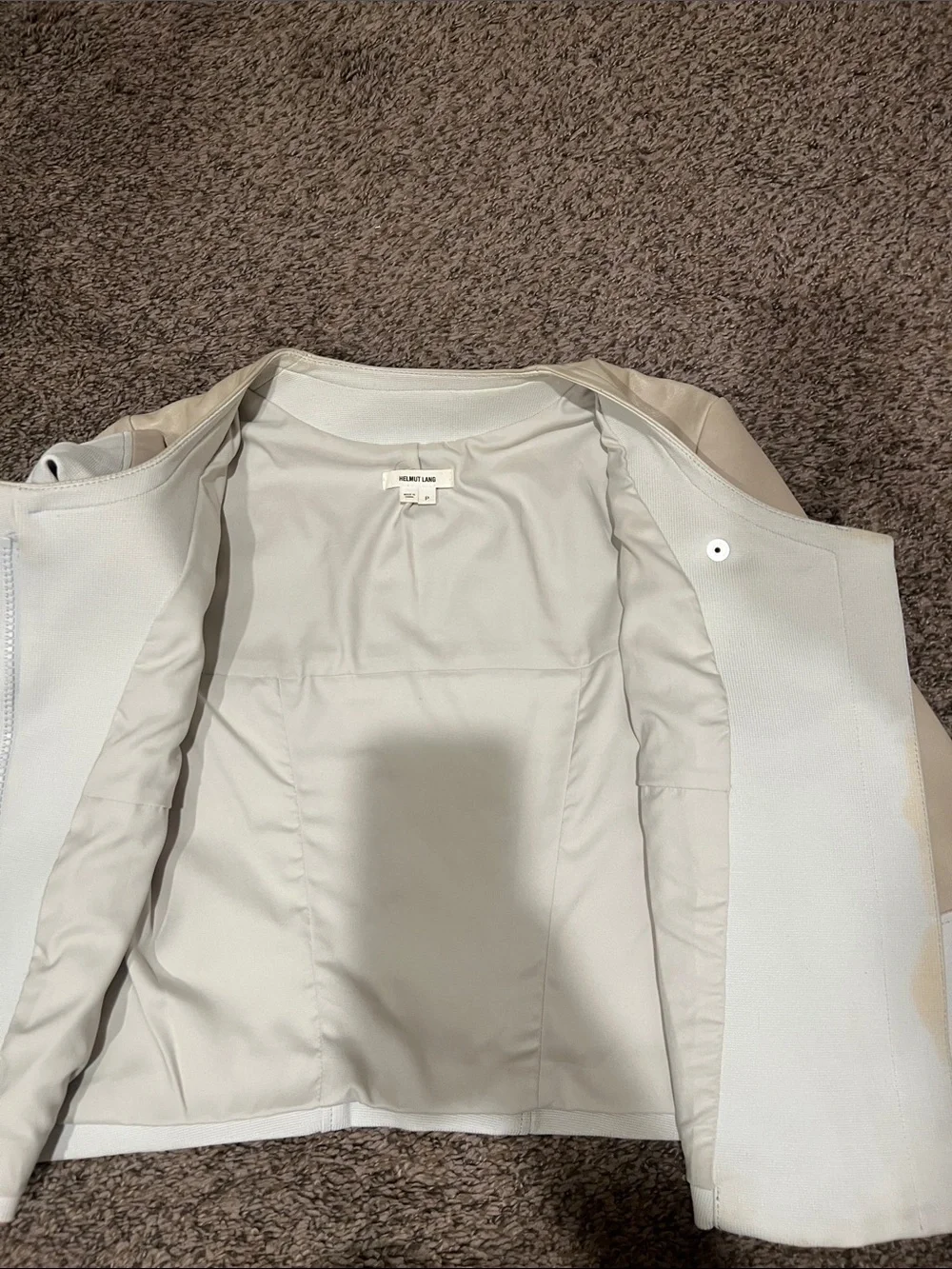 Helmut Lang Two-Tone Cream & White Leather Jacket